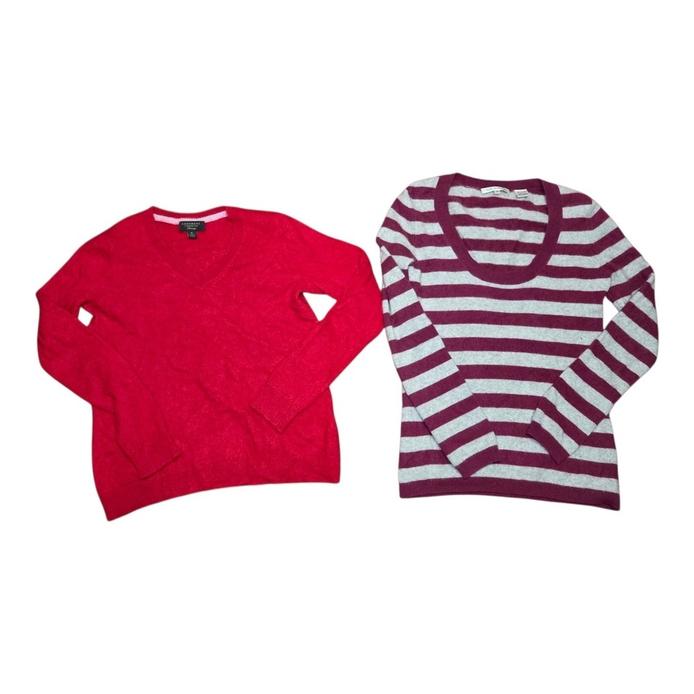 Lot Of 2 Womens Size Medium Cashmere Sweaters Old Money‎ Preppy Quiet Luxury